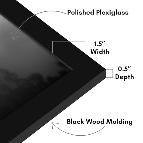 Americanflat 15x21 Picture Frame with Polished Plexiglass - Black Picture Frame - Wide Photo Frames Made of Engineered Wood for Vertical or Horizontal Wall Display - Epic Collection - Black