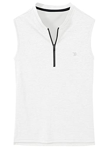 BGOWATU Women's Golf Polo Shirts Sleeveless Zip Up Collarless UPF 50+ Tennis T-Shirt Lightweight Quick Dry