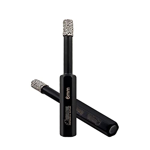 SHDIATOOL Broca de Diamante Vástago Hexagonal 2 Piezas 6 mm para Perforación en seco Baldosas Porcelana Cerámica Mármol