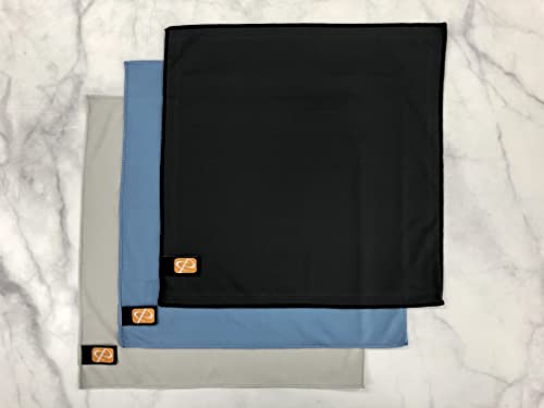 ProcareSelect Premium Microfiber Cleaning Cloths, Ideal for Large TV Screens, Tablets, Glasses, Spectacles, All Delicate Surfaces, 3 Pack, Extra Large 30cm x 30cm, Lint Free, Black, Blue, Grey