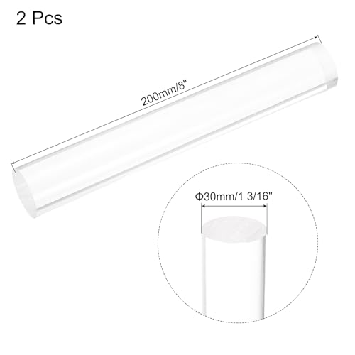 Image of MECCANIXITY 2pcs Acrylic Round Rods 1 3 /16 inch x 8 inch Clear Acrylic Dowel Rods Sticks Plastic Sticks Strip for DIY Crafts Lighting Gardening Decoration - 30mm x 200mm
