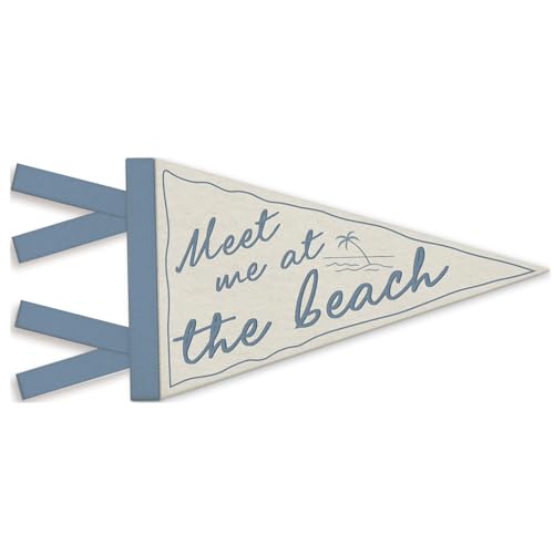 Image of YZSLA Coastal Room Decor, Meet Me at the Beach Pennant Felt Banners Flags, Coastal Ocean Nursery Wall Hanging Banner for Kids Boy Girl Nursery Room Bedroom Playroom Beach House Decor, 7.4x14 Inch