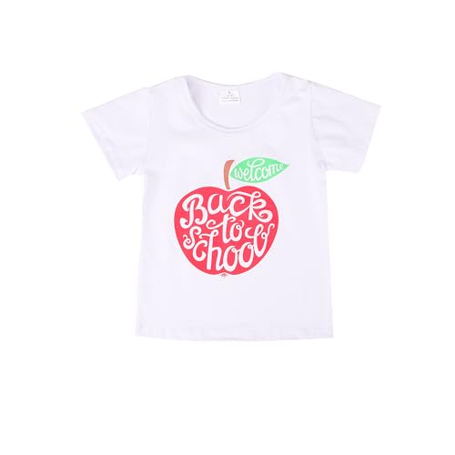 Image of Toddler Girls Back to School Pencil Outfits Set Ruffle T-Shirt Dress and Pants Outfit Set 3-8Years