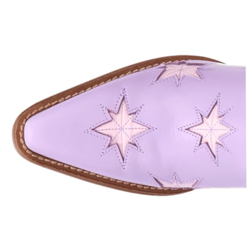 Dingo Womens Starburst Tooled Inlay Snip Toe Pull On Casual Boots Ankle High Heel 3" & Up - Purple4