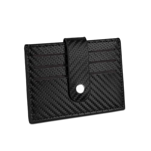 Credit Card Holder for Men, Carbon Fiber Neutral Card Holder Wallet with 6 Card Slots and Buckle, Ultra Thin Wallet for Coin and ID Cards (Black)