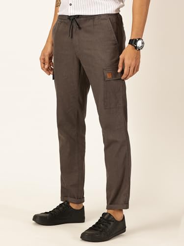Image of Thomas Scott Men's | Solid | Light Weight | Breathable Fabric | 6 Pocket | Ankle Length | Mid Rise | Regular Fit | Linen | Elasticated with Drawstring | Chino Trouser | Pants