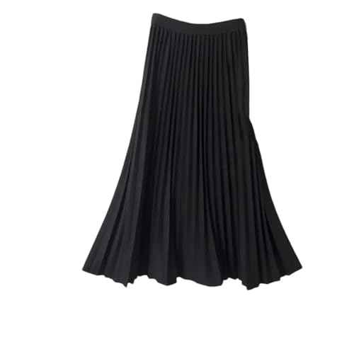 Women's Fall and Winter Loose Elegant High Waist Casual Pleated Sk Thickened Woolen Skirt Black M