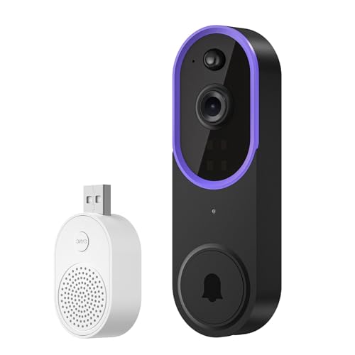 JAMNGHB Timbre de seguridad de alta resolución con diseño de detección de movimiento, alertas de acceso remoto a video ABS, instalación al aire libre, timbre de video portero remoto