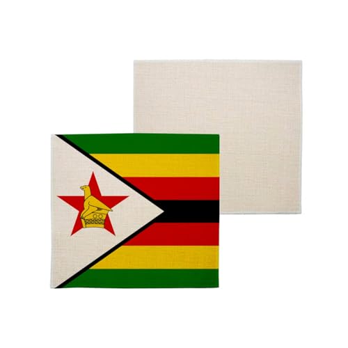 sous Verre en Lin - Drapeau Zimbabwe Football Sport Equipe Nationale Afrique - 1 unité (100 x 100 mm)