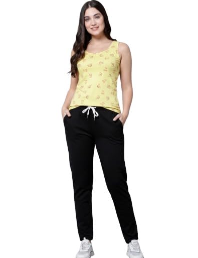 Image of DIAZ Women's Tank Top and Lower Set for Women | Stylish Cotton Co-Ord Set | Sleeveless Top & Jogger Lower for Women |Comfortable Stretchable Fabric 2-Piece Combo Set|women co ord set