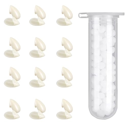 4 pares de presas de vampiro Halloween (13 mm), dentes postiços de terror com adesivo, dentes kit completo para disfarces de adultos, ideal para festas, cosplay e páscoa