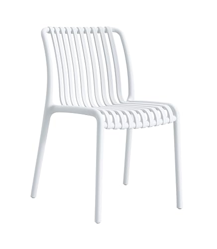 METRO Professional Gartenstuhl Aisen, Kunststoff/Glasfaser, 55 x 58 x 79 cm, Stapelbar, Wetterfest, 150 kg Tragkraft, Weiß