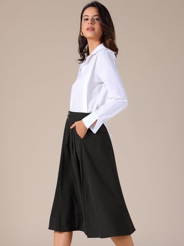 Allegra K Women Midi Skirts High Waisted Flowy A-Line Pockets Casual Office Work Skirt 20253