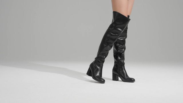 Dream Pairs Women's Over The Knee Boots - Knit Stretch, Chunky Lug Sole, Platform, Black, Size 9