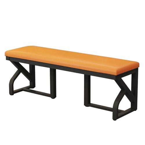 Banc à chaussures en cuir avec repose-pieds et cadre en métal pour tabouret de rangement de dortoir