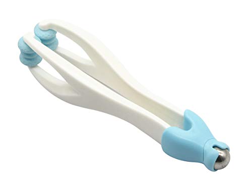 SinLoon 2-in-1 Finger Massager Hand Handheld Steel Ball Run Blood Circulation Tool Stress Relief Plastic Care Relax Double Rubber Roller Massage (Blue)