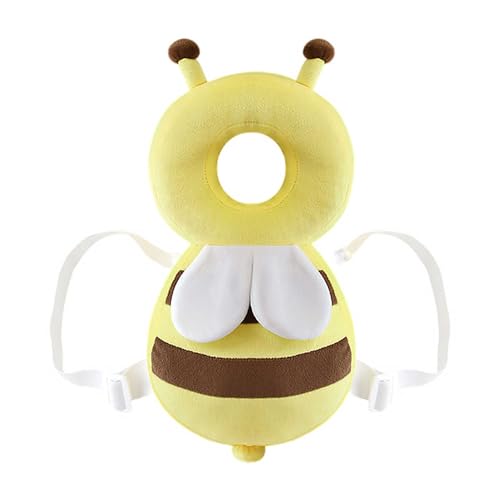 Mochila de protección para la cabeza del bebé para gatear y caer, ajustable, cojín para niños pequeños (amarillo, 35 x 22 x 5 cm)