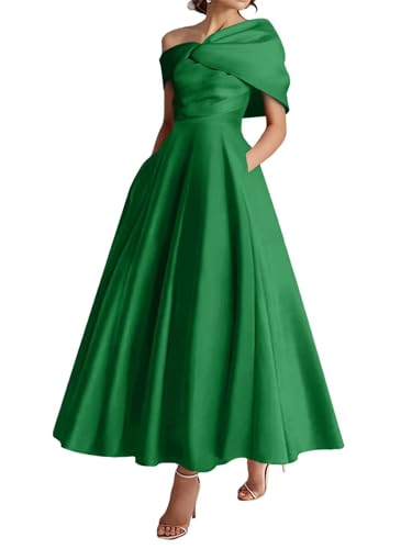 Mother of The Bride Dresses for Wedding Off Shoulder Formal Evening Dress with Pockets He60233