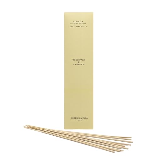 CERERÍA MOLLA 1899 | Incienso Natural Tuberose & Jasmine | Varillas de Incienso Natural | Fragancia para el Hogar | Aromaterapia | Fragancia Fresca | 20 Varillas