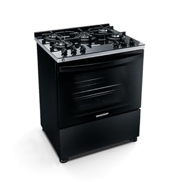 Fogão Brastemp 5 Bocas Preto Com Mesa de Vidro e Turbo Chama - BFS5VCE BIVOLT
