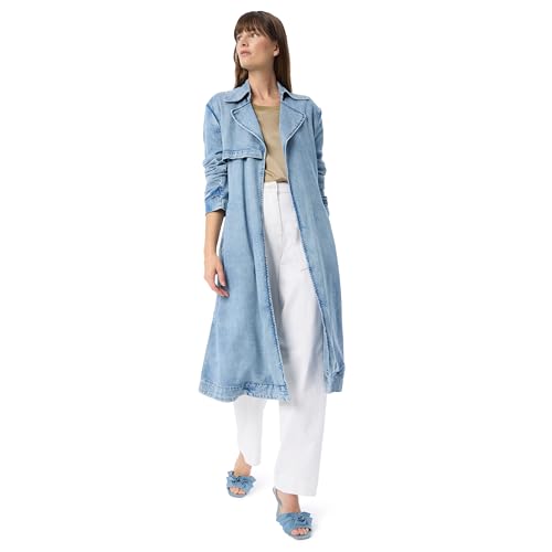 DEE OCLEPPO Women's Medium Trench Coat in Aero Wash – Stylish Wrap Front with Tie Belt