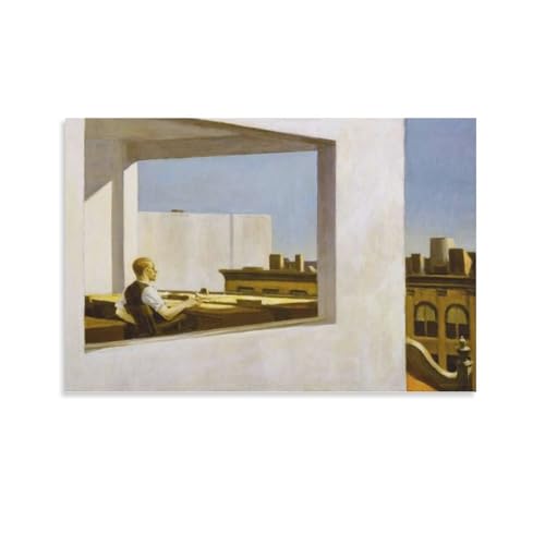 エドワード・ホッパーアメリカのリアリズム画家作品(小都市のオフィス) アートパネル キャンバス ポスター 壁アート 誕生日ギフト ホームアートワーク すぐに掛けられます24x36inch(60x90cm)