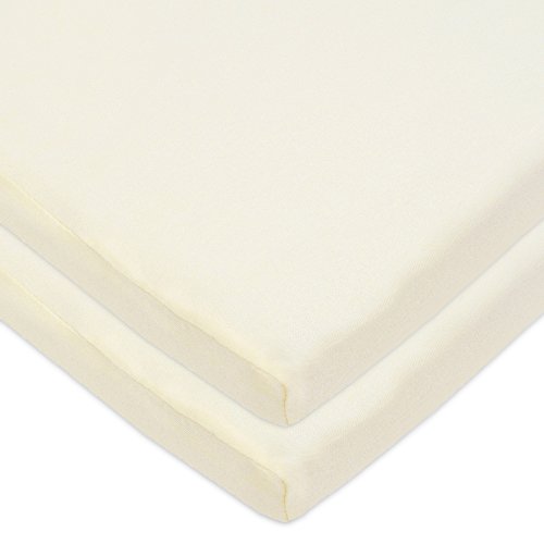 Image of American Baby Company 2 Pack 100% Natural Cotton Fitted Cradle /Bassinet Sheets 36 inch x 18 inch - Soft, Breathable & Hypoallergenic Bed Sheets, Ecru, Neutral for Boys & Girls