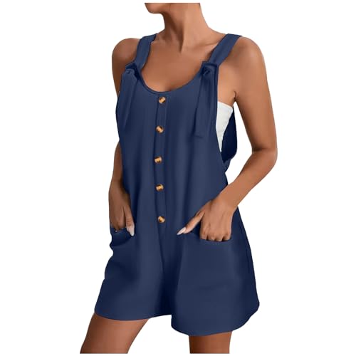 Mono corto para mujer con botones pantalones cortos casuales y monos ligeros de verano