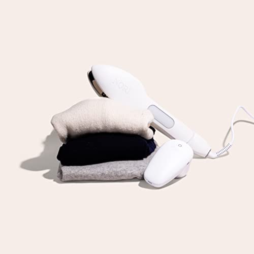 The Nori Clothing Care Bundle includes a Compact Iron & Steamer and a Rechargeable Fabric Shaver & Lint Remover. Perfect for pressing, steaming, and refreshing clothes with ease (White)