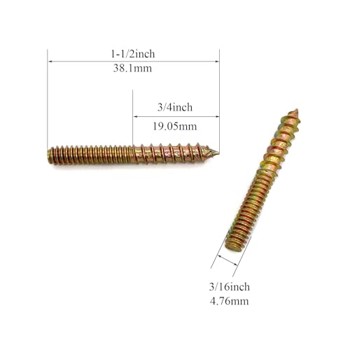 Image of 16 Pack 3 /16-24x 1-1 /2 Inch Hanger Bolts Double Headed Bolts for Furniture Screws 38.1mm Length