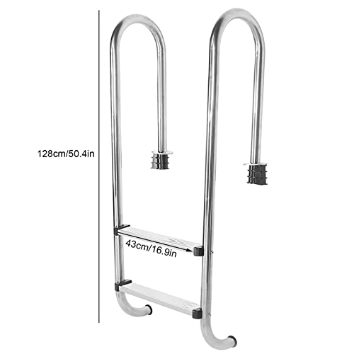 Escalera para piscina de acero inoxidable con dos peldaños antideslizantes miniatura 7