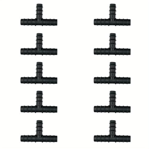 10PCS Drip Irrigation Barbed Tee Coupling Fittings Kits for 1Inch Tubing (25MM OD .75
