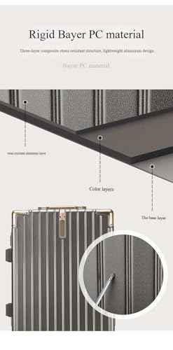 Lightweight Aluminum Carry On Luggage Hardshell Spinner Suitcase with 360° Silent Wheels, TSA Lock, Perfect for Business Travel, College Students, Men,Women (black, 26inch)2