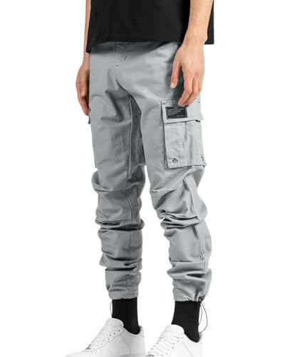 PORCLAY Mens Cargo Pants Casual Fall Athletic Tactical Trousers Drawstring Overalls Outdoor Hiking Pants with Pockets 2025