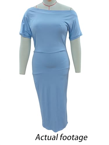 Image of YeGine Women Plus Size Bodycon Long Dress Off Shoulder Sexy Slim Elegant Dresses