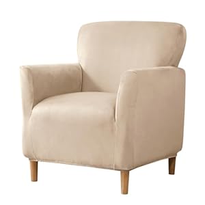 Velvet Banquet Armchair Slipcovers Soft Chair Covers Armchair 1-Piece Stretch Chair Covers for Living Room Nonslip Outdoor Armchair Slipcover Kids Pets Friendly Furniture Protector,Beige Gray