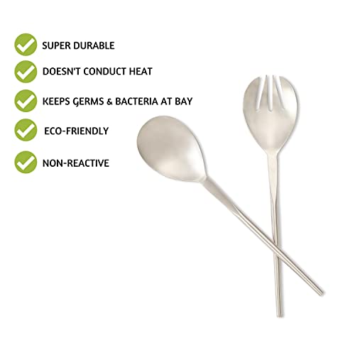 Folkulture FKWSS15 Stainless Steel Kitchen Salad Servers Or Salad Serving Utensils thumb #2