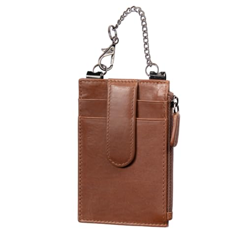 Image of RFID Blocking Boot Wallet with Security Chain & Zipper Lock - Genuine Leather Wallets for Men, Travel Wallets Women, Minimalist Leather Card Holder