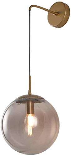 Aplique de pared vintage con globo de cristal transparente de 20cm y tija gris industrial