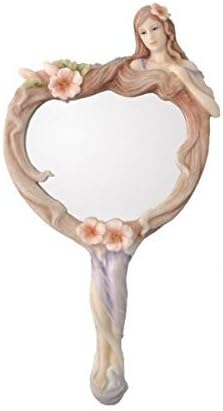 Top Collection Espejo de mano Art Nouveau Poppy Lady de 10.5 pulgadas, réplica antigua, resina pintada a mano