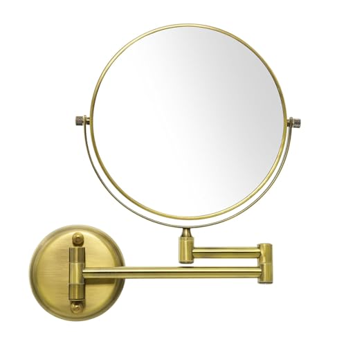 Image of CIPLA PLAST Shaving Mirror for Bathroom | Round Makeup Mirror | 360 Degree Rotation Adjustable Frame (Gold)