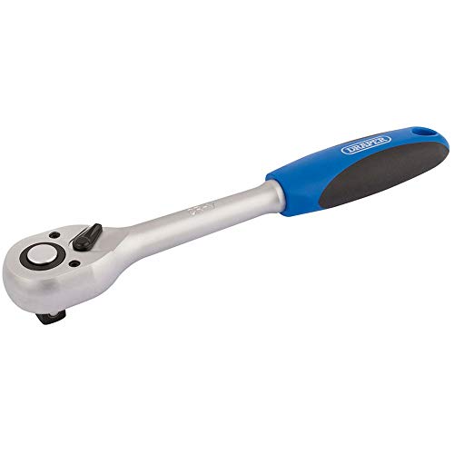 Draper Reversible Soft Grip Ratchet | 1/2 Square Drive 72 Tooth | Torque Socket Wrench | 16429 Blue