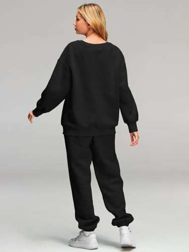 AUTOMET Womens 2 Piece Outfits Sweatsuit Oversized Sweatshirt Lounge Sets Baggy Sweatpants Fall Fashion with Pockets