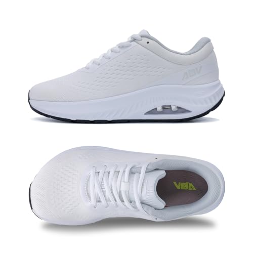 GANNOU Zapatos de caminar con punta ancha para mujer, con soporte de arco para fascitis plantar, zapatillas ortopédicas de tenis, White, 37.5 EU