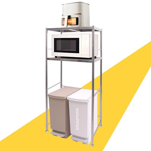 susunnus Stainless Steel Shelf,Kitchen Storage Shelves,Microwave Shelf,Mini Fridge Shelves,Adjustable Layers,Open