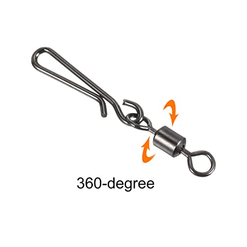 PATIKIL Fishing Rolling Swivel with Hanging Snap, 60 Pack 40lb Stainless Steel Fishing Terminal Tackle, Black - Image 4