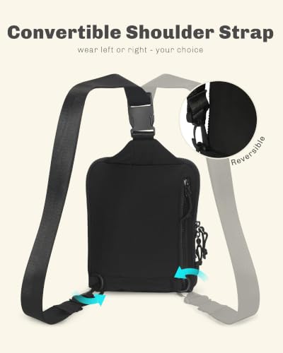 Image of Hynes Eagle Nylon Sling Bag for Women Convertible Crossbody Chest Purse with Reversible Strap for Travel Hiking Work Commute
