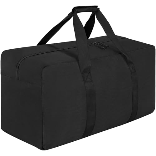 Bolsa de viagem, bolsa de equipamentos para homens e mulheres, bolsa de armazenamento ideal para acampamento noturno e escapadelas de fim de semana, Preto, 80L