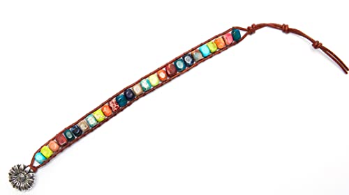 Image of 7 Chakra Bracelet Bohemian Handmade Leather Wrap Healing Protection Natural Stone Yoga Beaded Bracelets Boho Friendship Jewelry