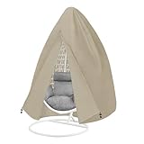 Easy-Going Patio Hanging Egg Chair Cover, UV Resistant Waterproof Outdoor Single Seat Swing Chair Cover with Zipper, Camel